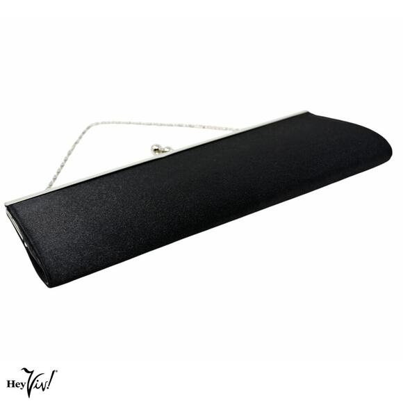 Black Cocktail Evening Bag Clutch Purse Slim Style Bijoux Terner 11x4 - Hey Viv - Picture 3 of 6